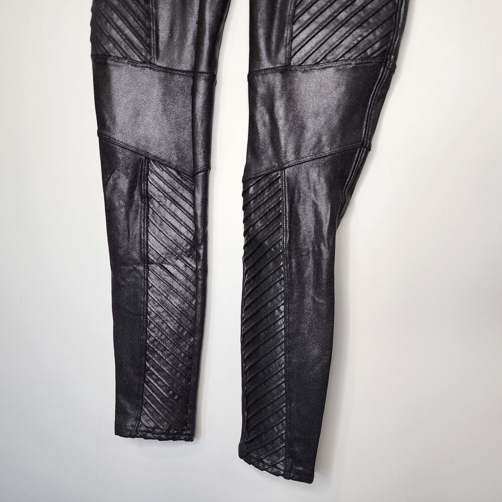 Spanx Faux Leather Moto Biker Edgy Leggings Black M‎ - Picture 4 of 6